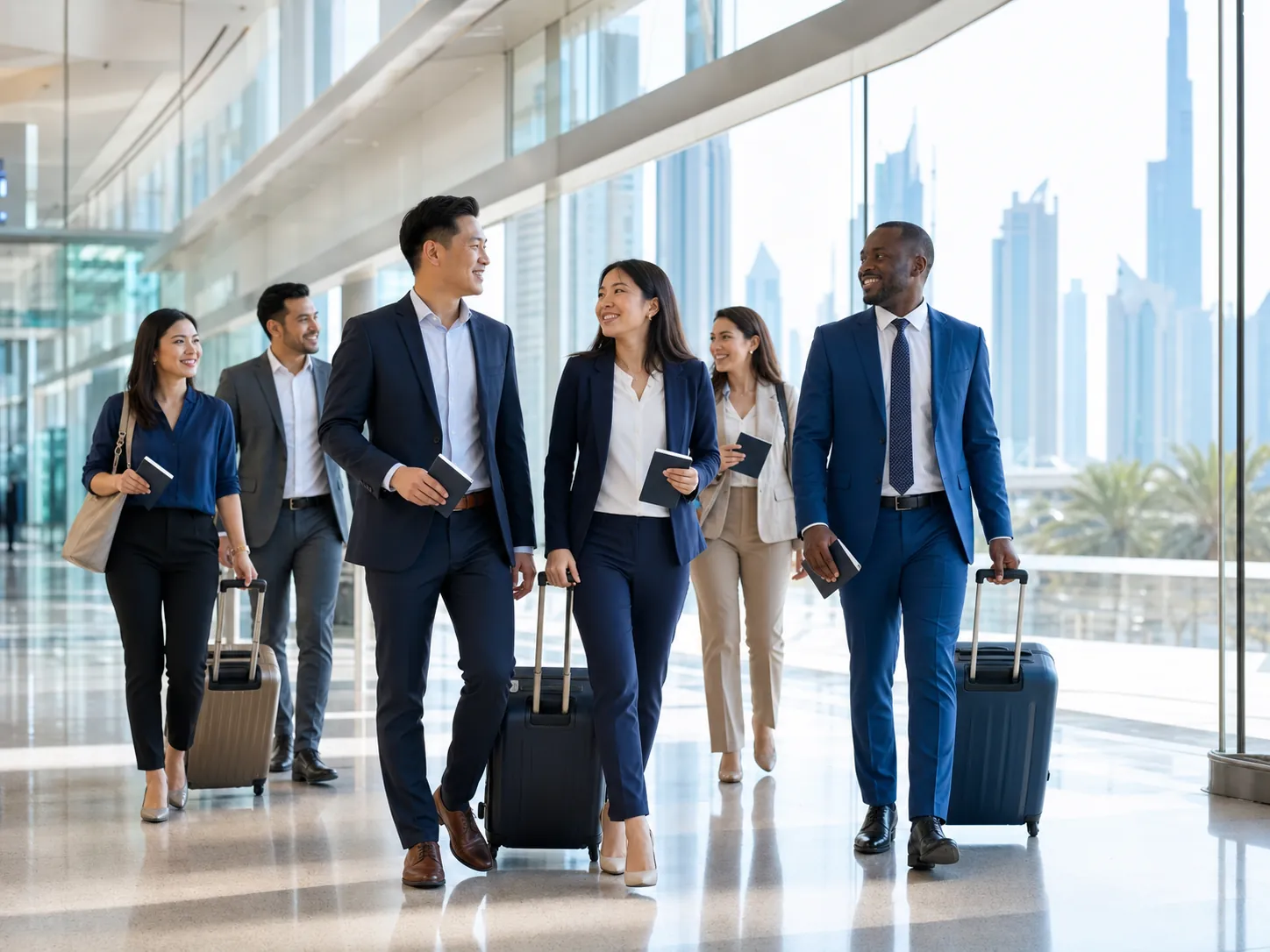 International business travellers arriving in the UAE