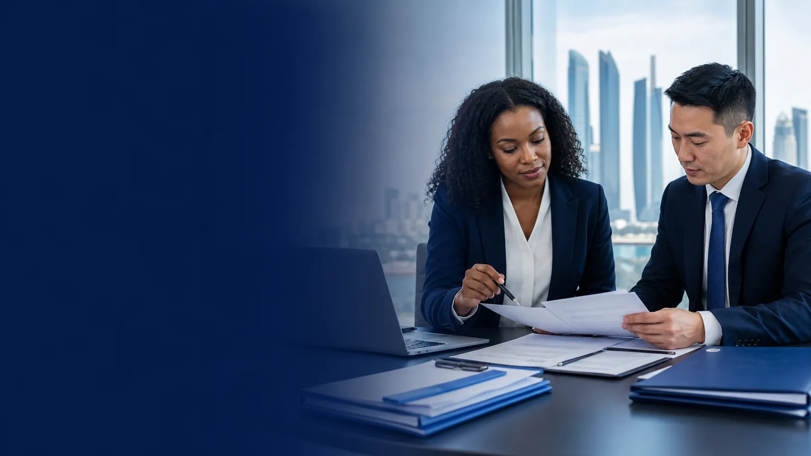 UAE PRO services advisor reviewing corporate documents with a client